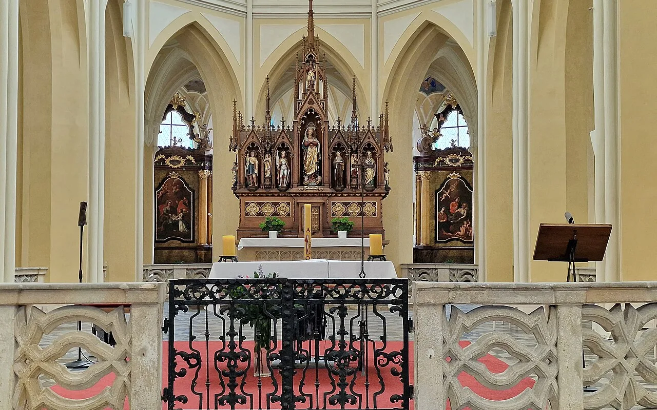 The white Baroque-Gothic vaults inside the Cathedral of the Assumption of Our Lady at Sedlec